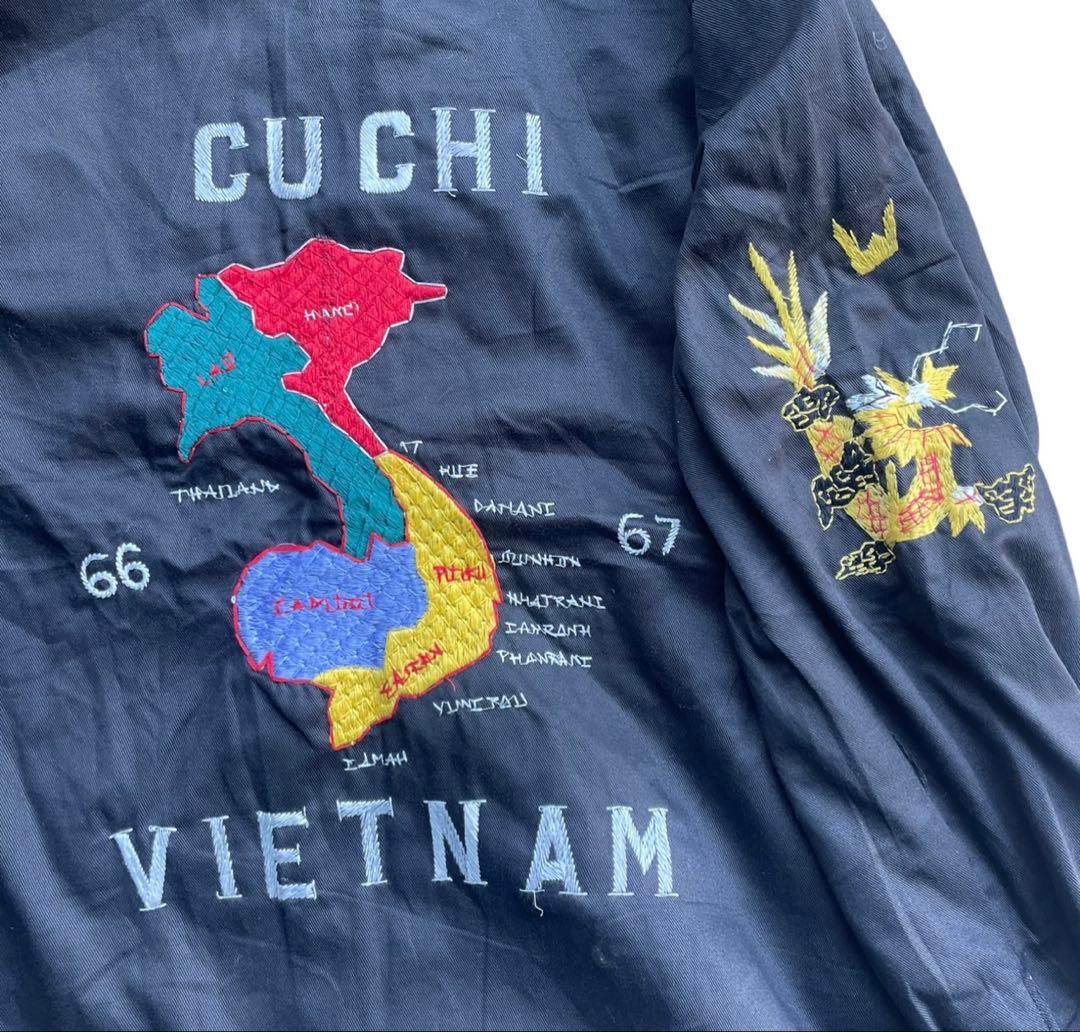 米軍ナム戦フーベニアジャケット.ベトジャン.ブラックナムマップLサイズ未使用品