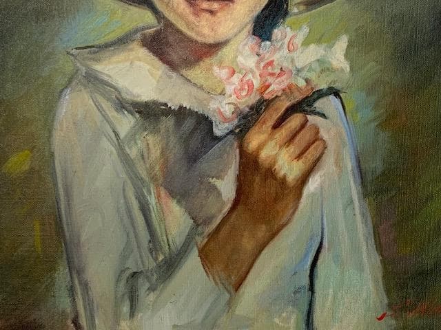 ✨初売り㊗️大型絵画❣️作者不詳『少女』油彩画Ｆ１０号