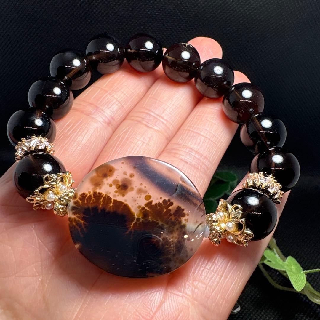 ＊くまこ❤︎様お取置き＊デンドリックアゲート　モリオン　ブレスレット