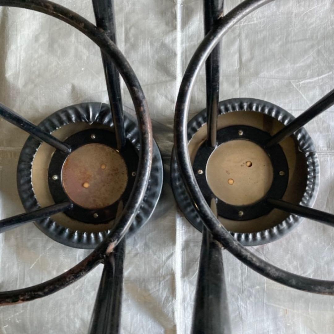 ハイスツール 丸椅子 チェア 鉄脚 アイアン 食堂 赤黒 2脚 ポップ レトロ