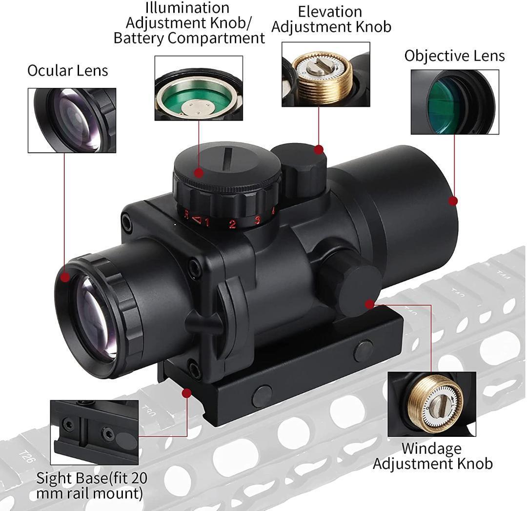 3x30 ドットサイト 赤緑 各5段階調節 ライフルスコープ ダットサイト