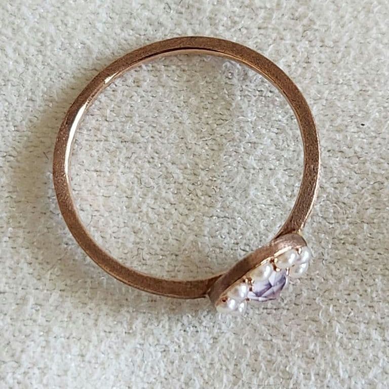 ラベンダークォーツ×パール♡9号【エテ】K10 ゴールドリング☆アガット 好きも