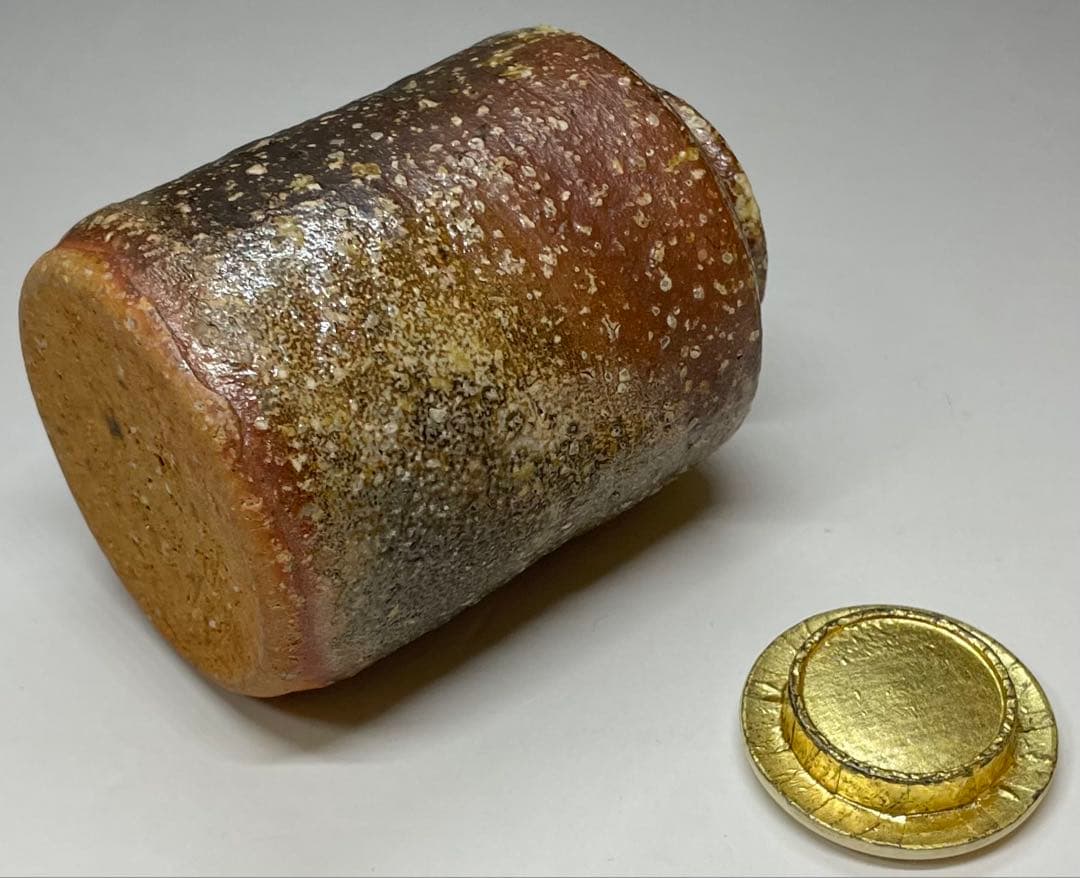 西尾陶山　信楽茶入　仕覆　朝倉間道　四方桟共箱　w443