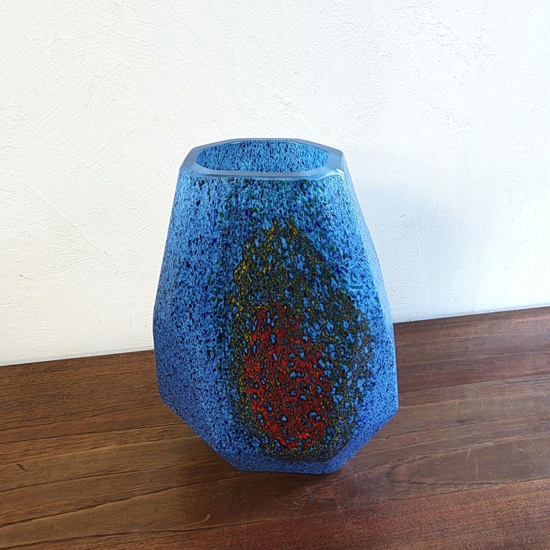 【岩田糸子】硝子 花瓶 フラワーベース 作家もの 最上位作