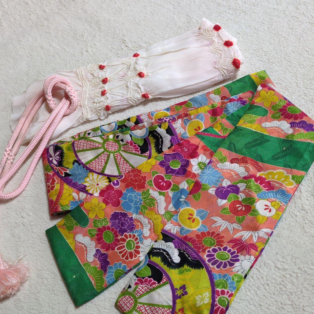 七五三７歳四つ身正絹絞りの着物と帯セット