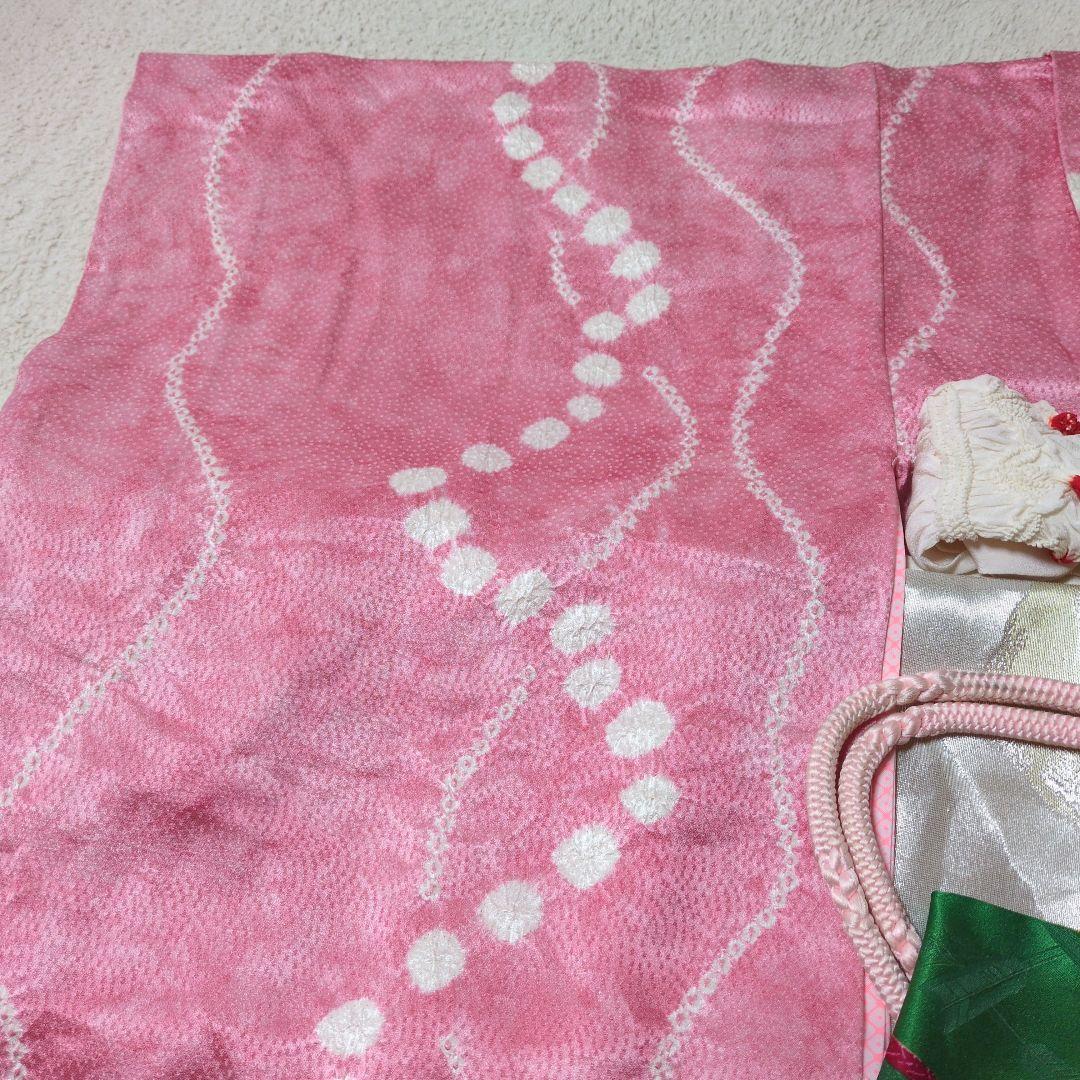 七五三７歳四つ身正絹絞りの着物と帯セット