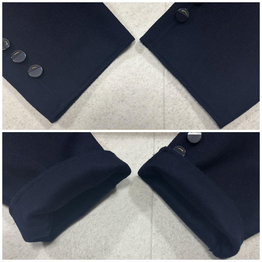 【Cremona】カシミヤ100% ダブル ロングコート 裏地総柄 紺 9
