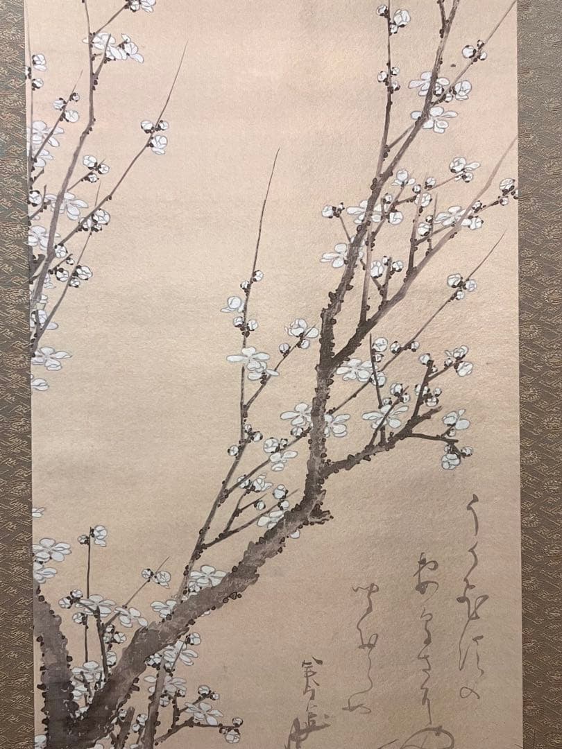葛飾北斎『白梅図』 複製工芸 共箱 春 日本画 掛け軸 掛軸 茶掛 アート 中国