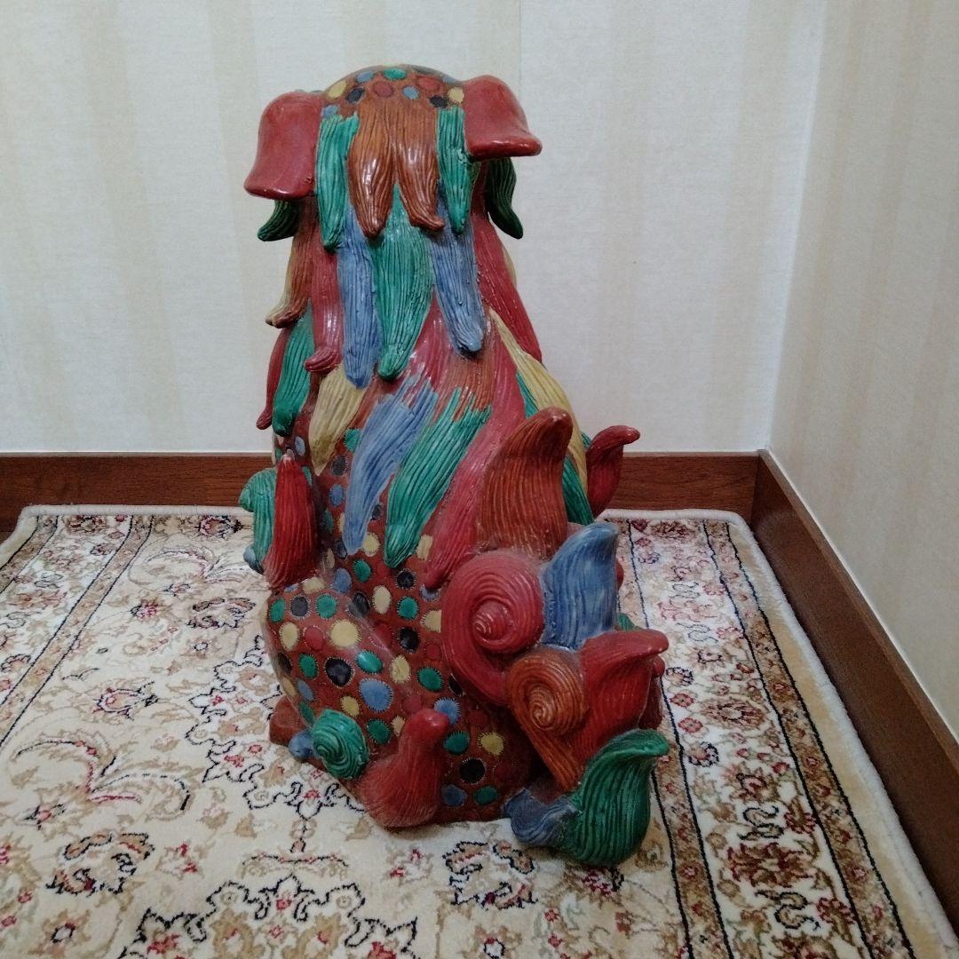 東洋中国骨董【魔除け赤絵大獅子九谷焼】古くから邪気払い福呼びよせ運気上げ縁起置物