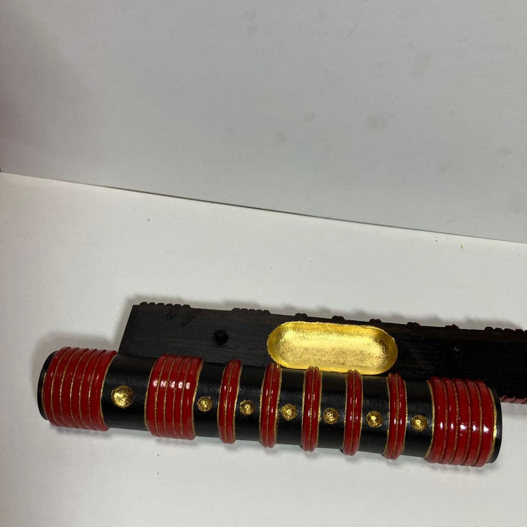 黒檀香合 笛香合　星山作　　　　　木製 香合