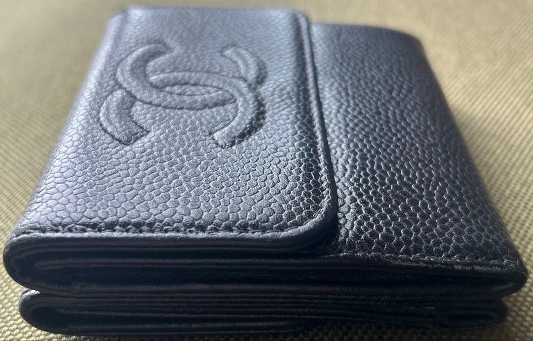 CHANEL/シャネル/キャビアスキン/三つ折り/Wホック/財布/ホック訳あり