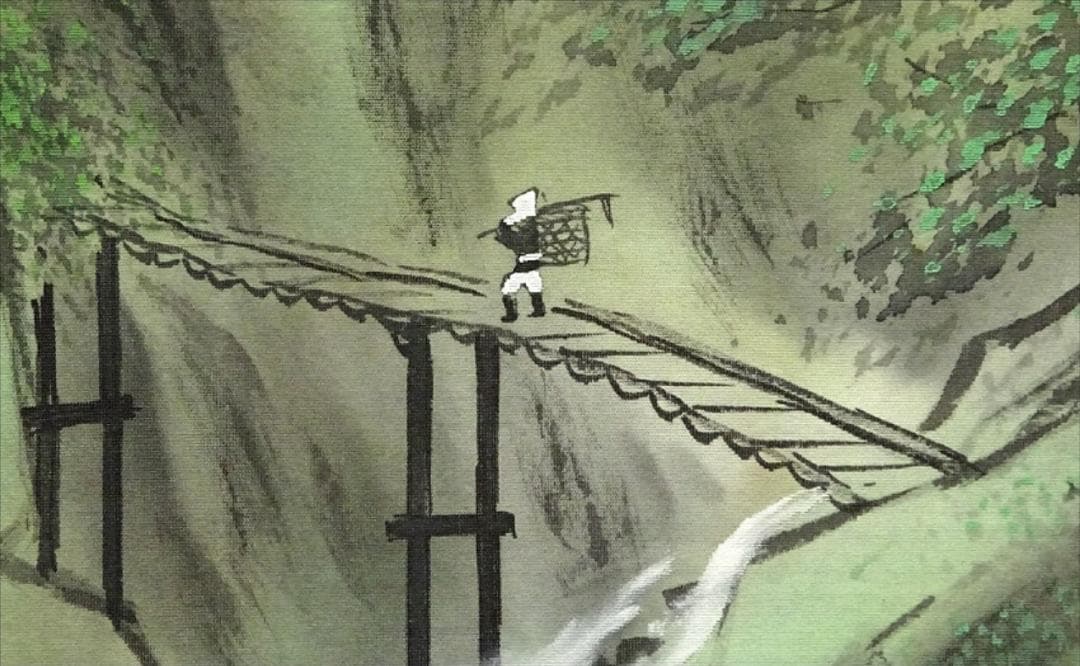 【真作】掛軸 加茂敬山『彩色山水』絹本 肉筆 共箱付 掛け軸 g08266