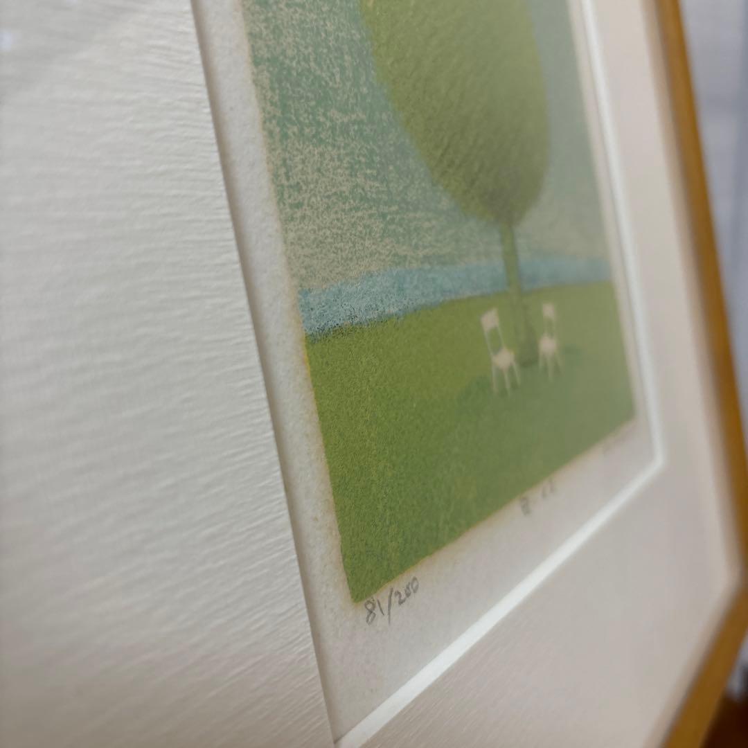 府川誠　白いイス版画 リトグラフ　81/200