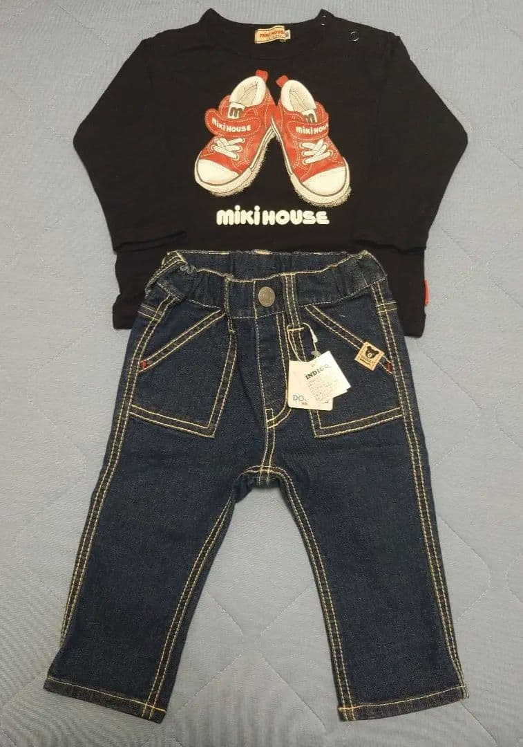 激安【新品】ミキハウス　長袖Tシャツ&DOUBLE-Bデニムス80サイズ　ベビー