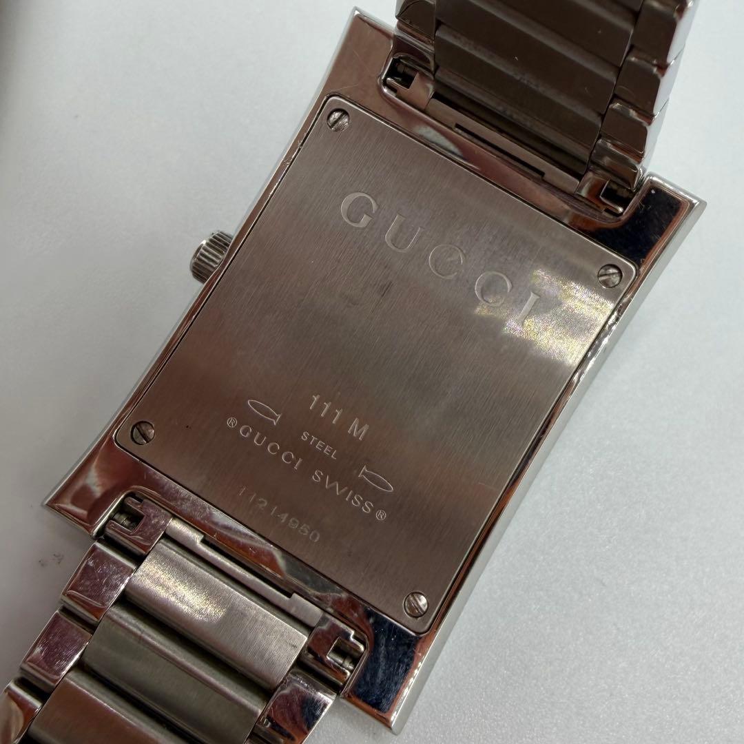 可動品 グッチ GUCCI 腕時計 111M スクエア メンズ シェリーライン