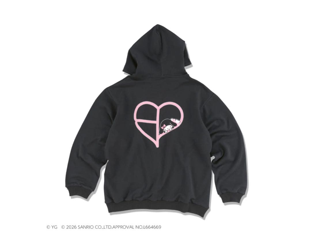 マイメロディ BLACKPINK ZIP-UPフーディー HEART LOGO