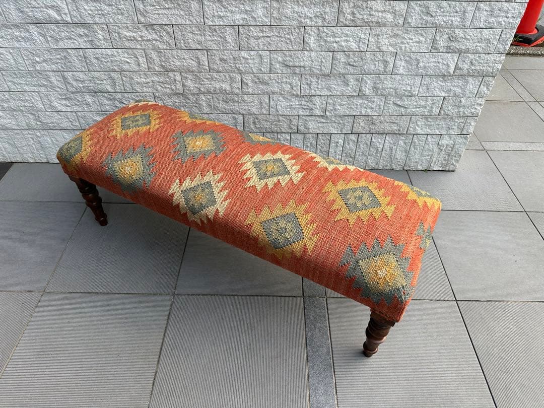 Ne WORKS キリム刺繍 木製脚ベンチスツール