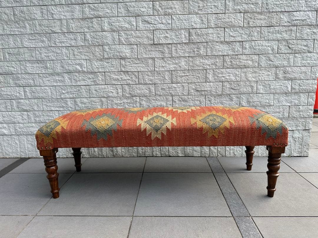 Ne WORKS キリム刺繍 木製脚ベンチスツール
