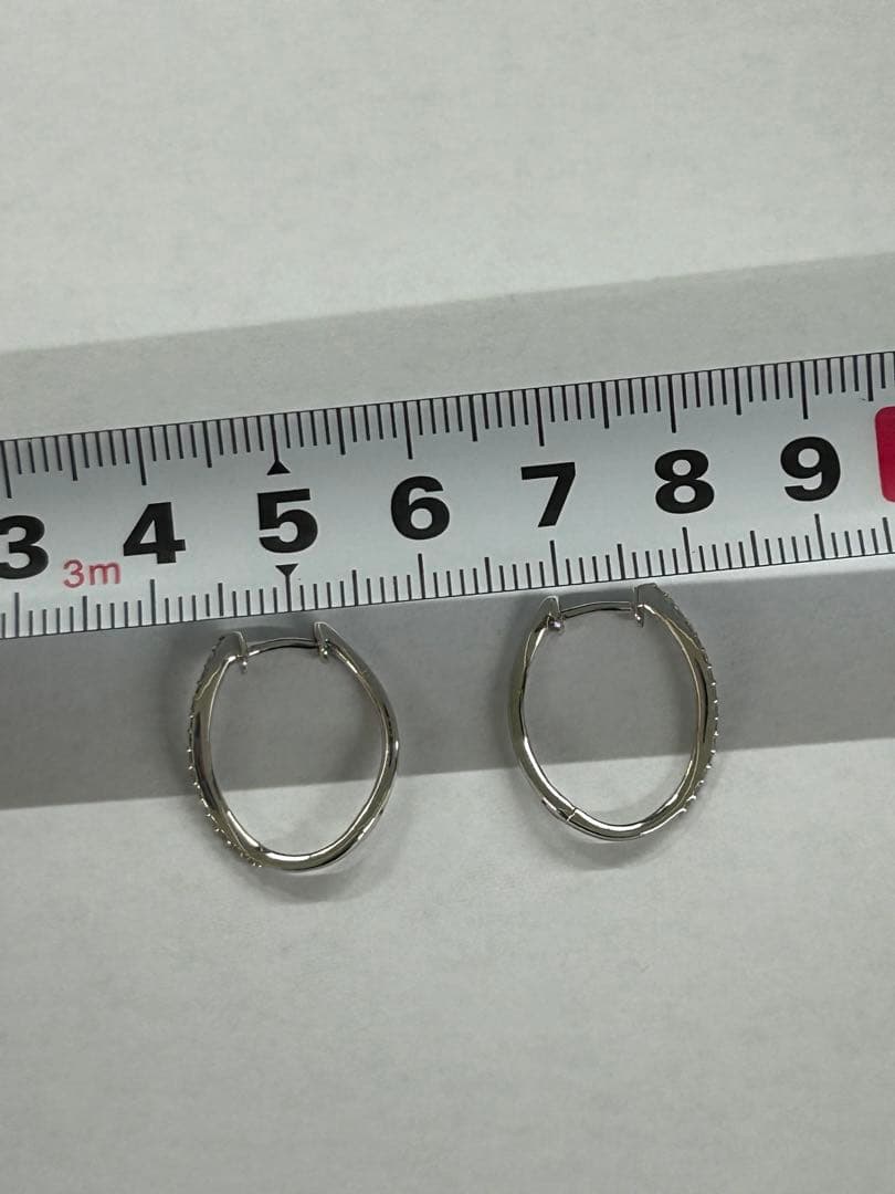 極美品 k18WG 中折れピアス ダイヤモンドピアス