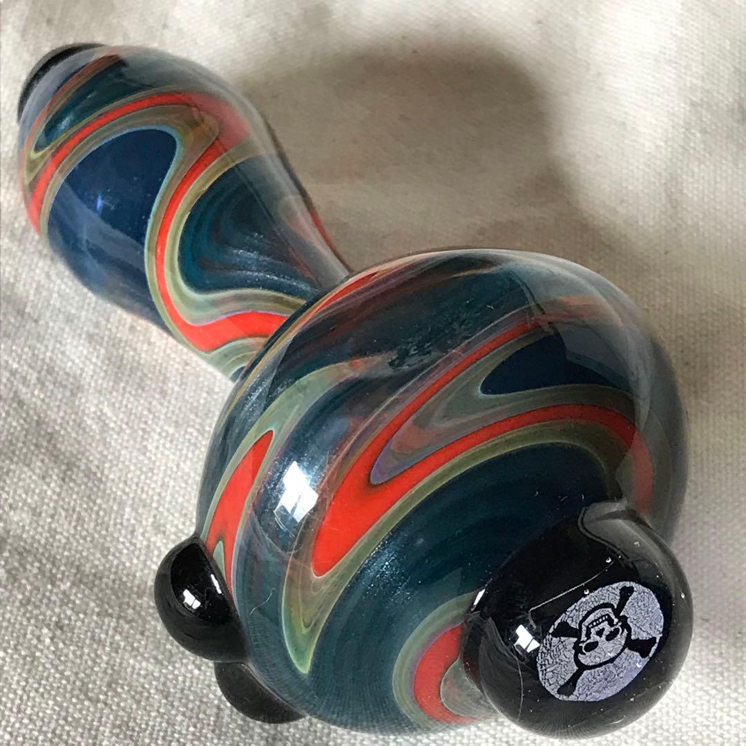 送料無料 喫煙具 ガラスパイプ 骸骨マーク