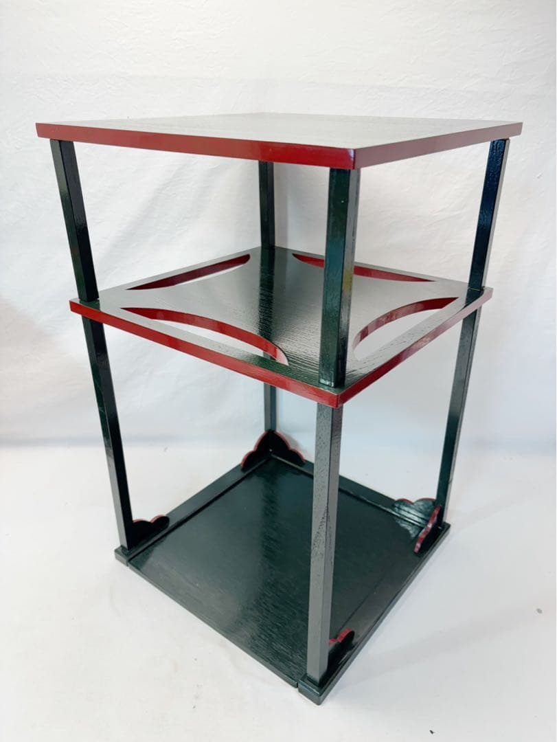 茶道具 碌々斎好写 糸巻棚 青漆爪紅 茶道具 即中斎好 溜塗 小四方棚 元箱