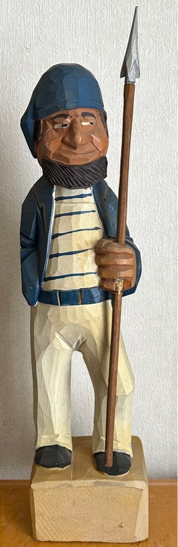 木彫り海賊人形６体セット　90センチ舵輪付き　60センチ