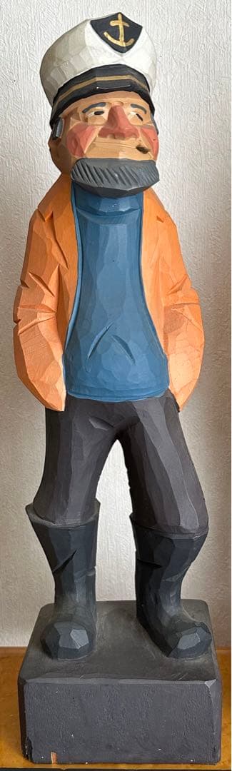 木彫り海賊人形６体セット　90センチ舵輪付き　60センチ