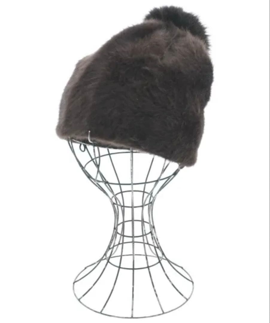 最高級　Maxmara リアルファー　アンゴラ　ニット帽　ポンポン付　ブラウン