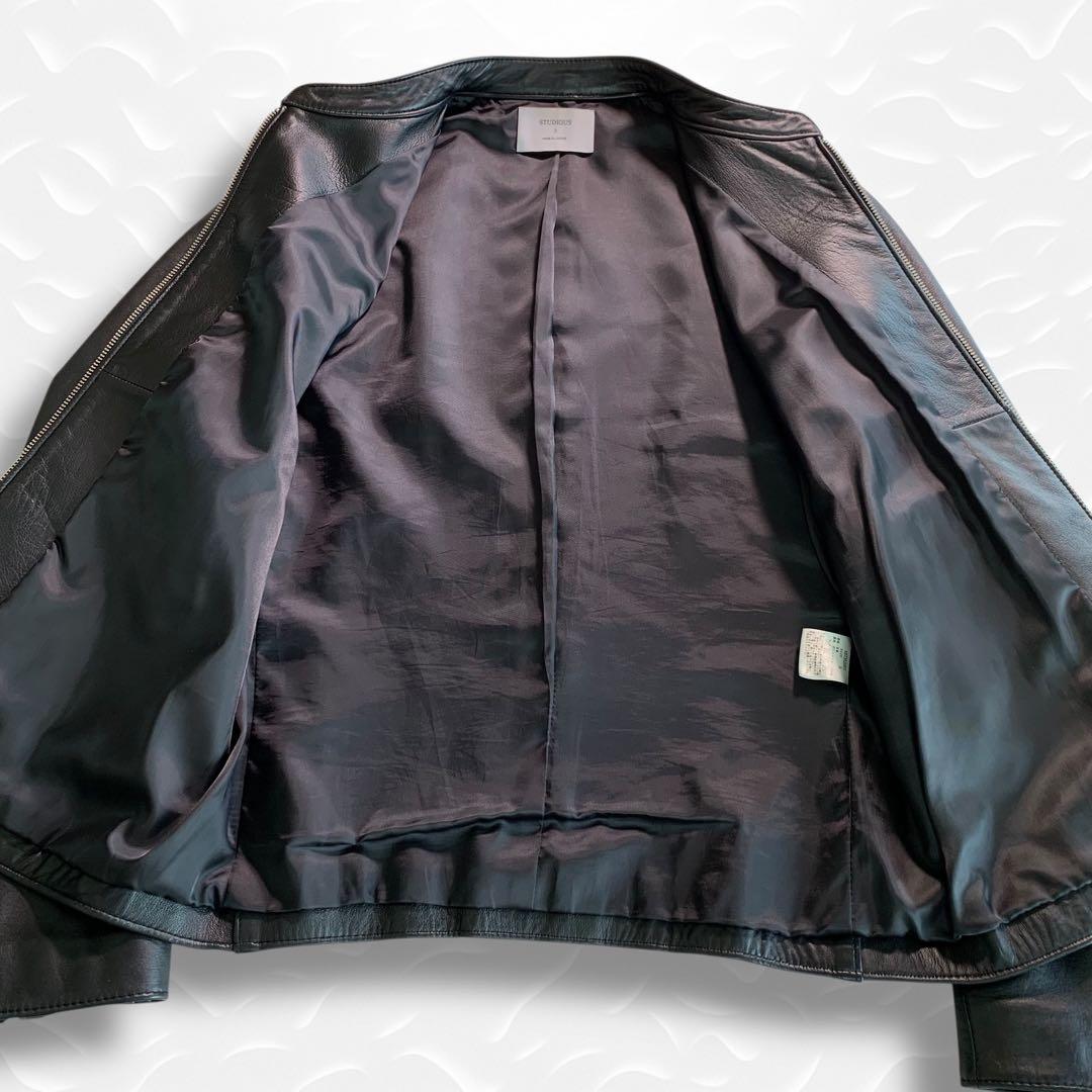 ト*ー様 STUDIOUS 羊革 ライダースジャケット シングル 本革 黒 サイ