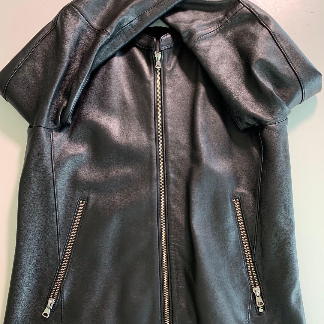 ト*ー様 STUDIOUS 羊革 ライダースジャケット シングル 本革 黒 サイ