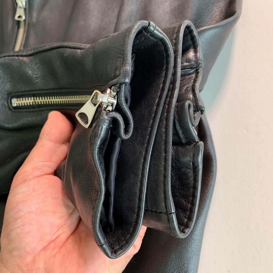 ト*ー様 STUDIOUS 羊革 ライダースジャケット シングル 本革 黒 サイ