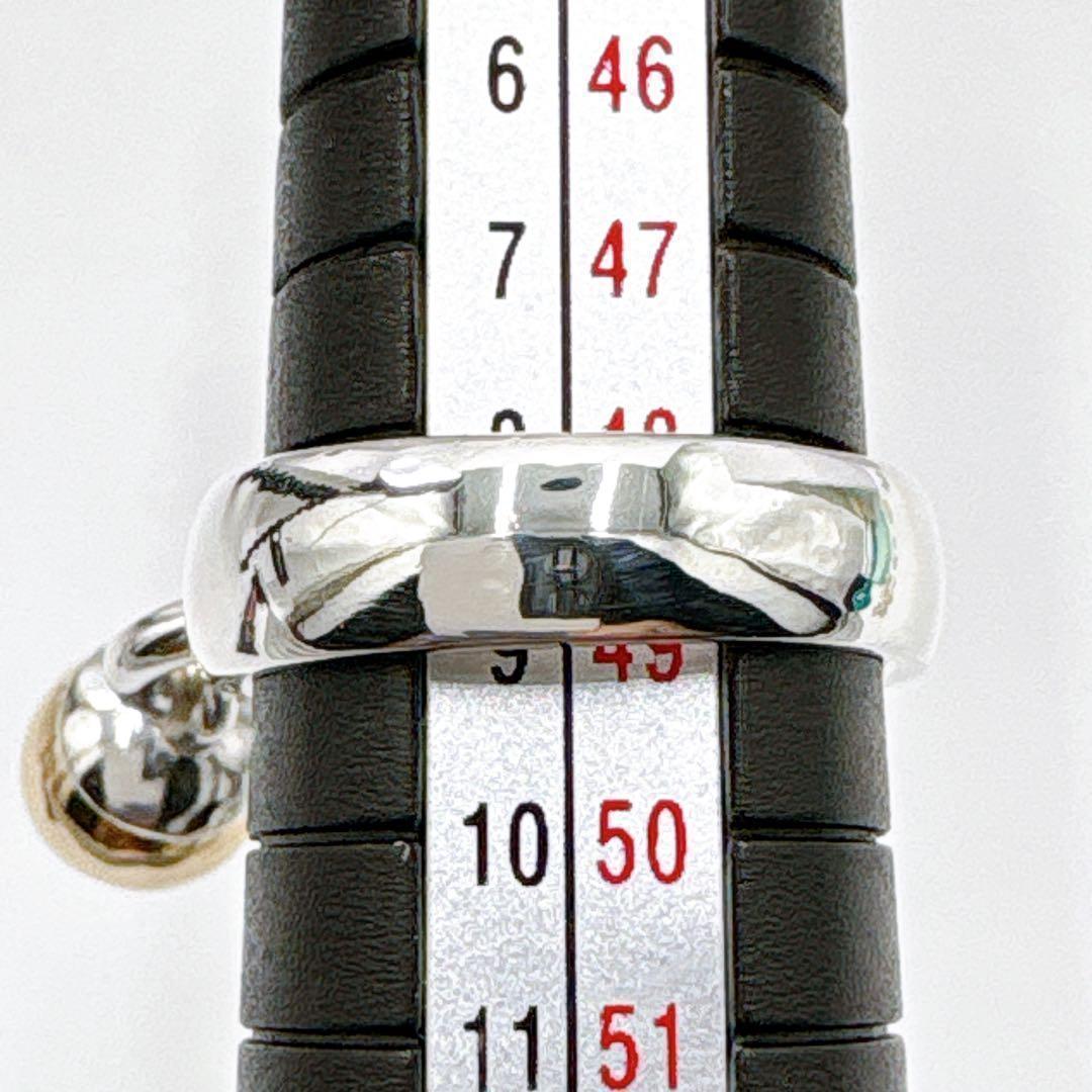 美品 オールドティファニー ボールダングル コンビ8.5号 シルバー k18