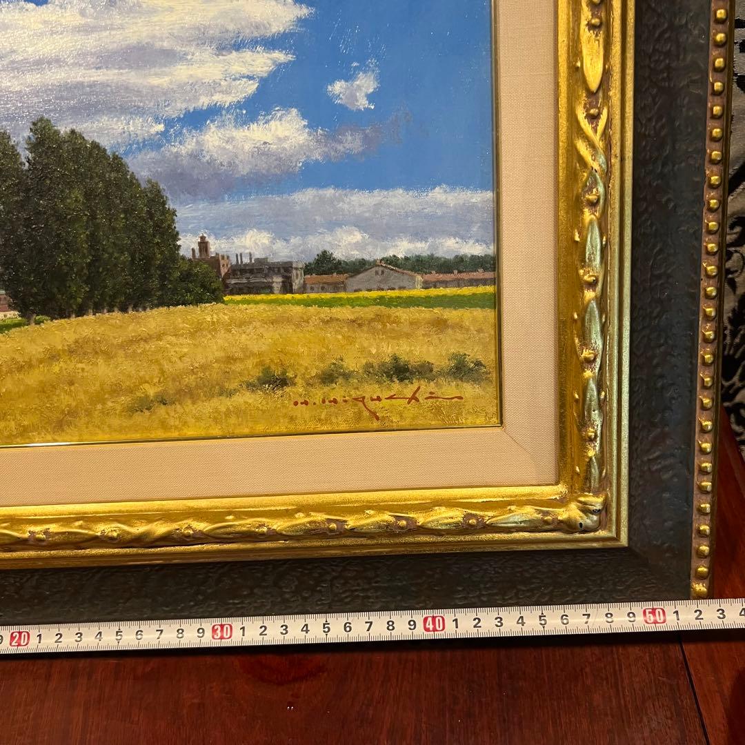 高級額　真作　樋口洋 「札幌麦秋」 油彩6号 B01 - 50741 風景画　5