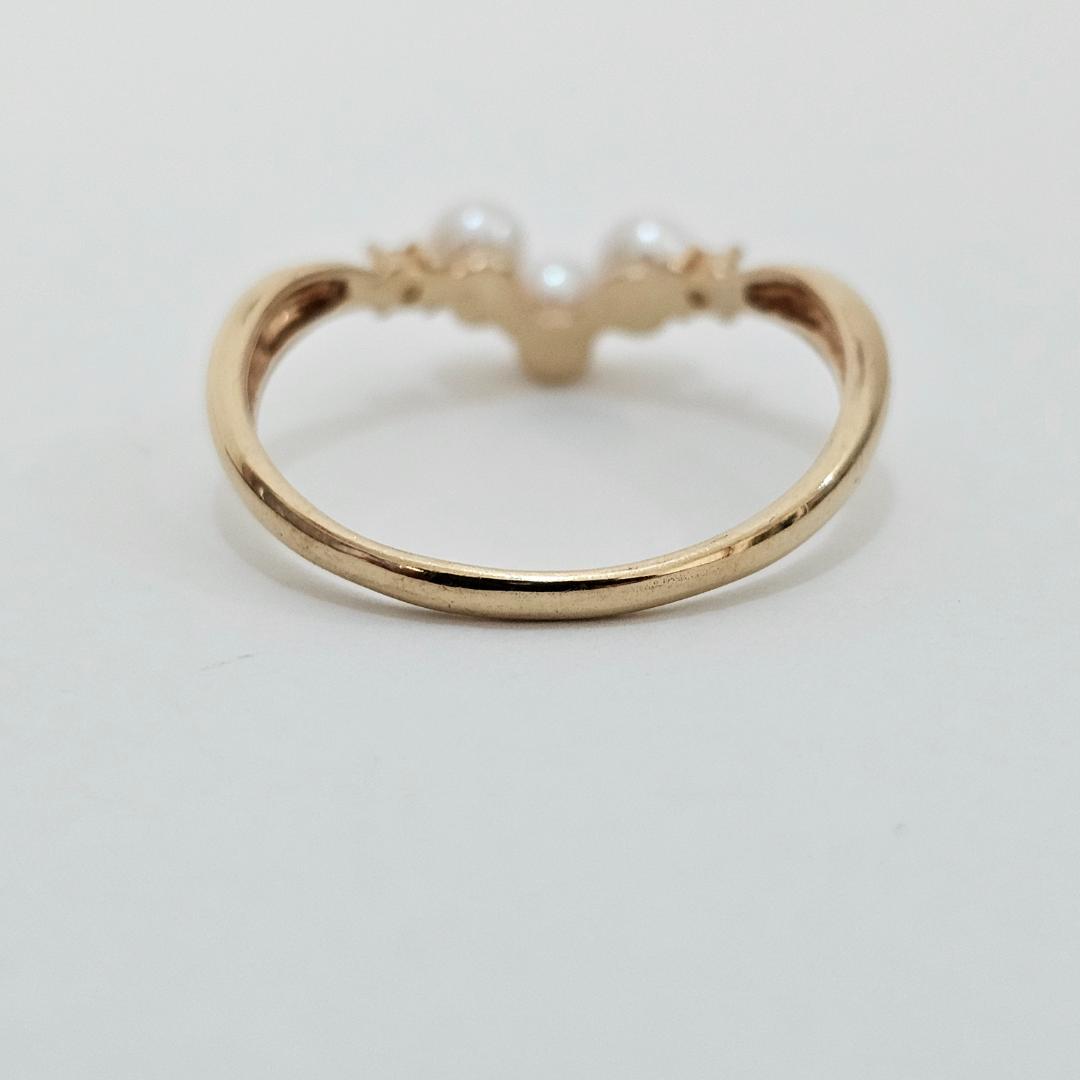 1984 タサキパールダイヤリングK18YGイエローゴールド14.5号3.4mm