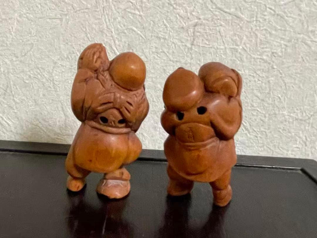 恵比寿様大黒様　根付　七福神　木彫