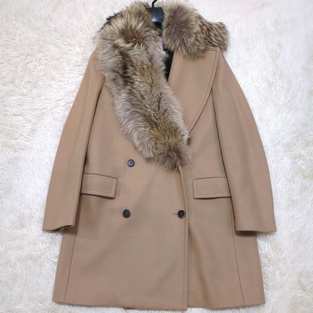 ✨極美品✨　定価26万　MSGM　ダブルチェスターコート　ファー付き　ベージュ