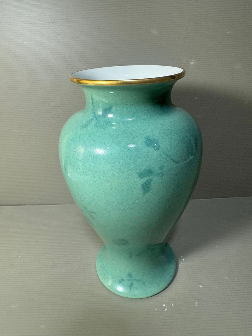 2580 深川製磁　彩色磁絵　花瓶　金彩