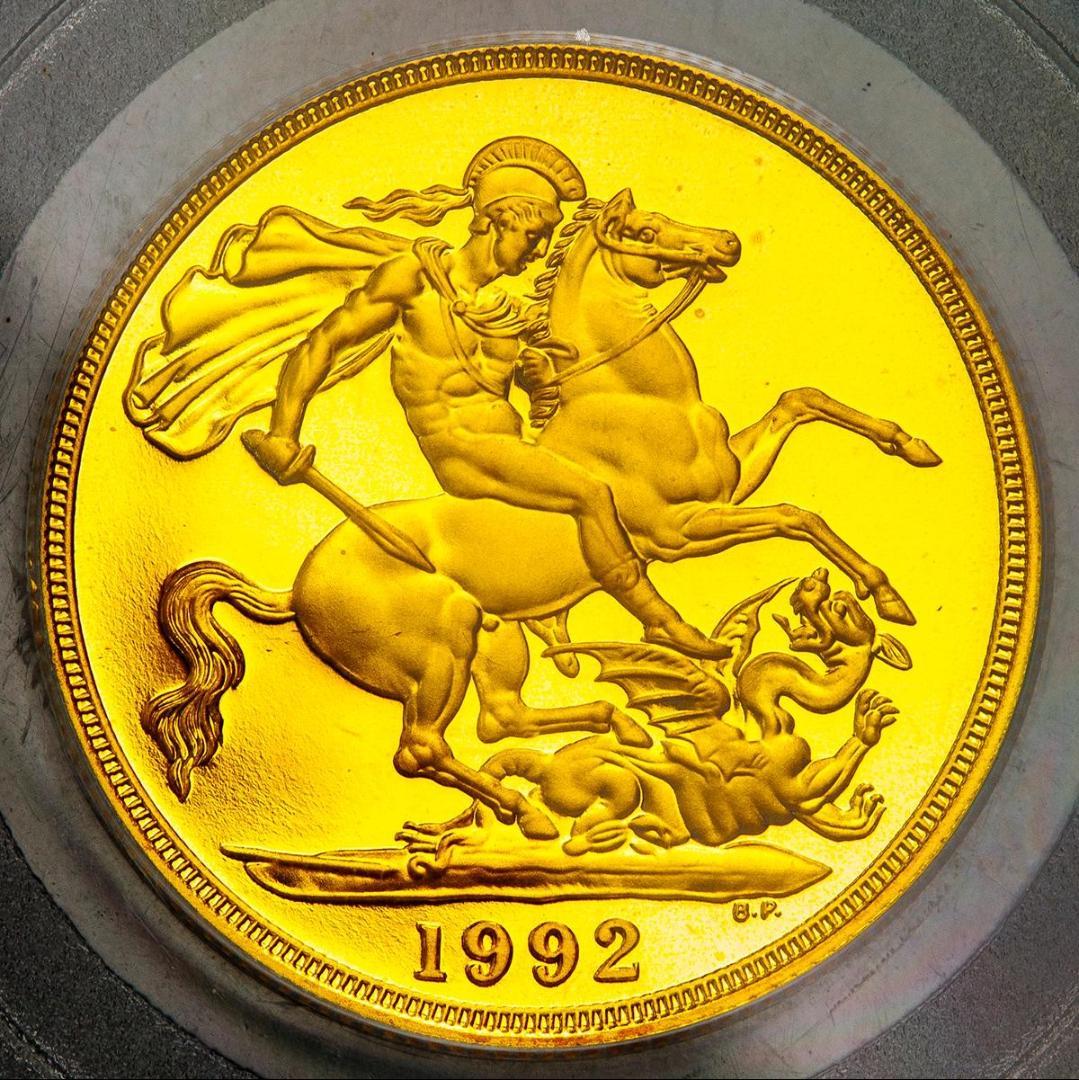 超希少　PCGS-PF　PR68 ミドルエリザベス 2ポンド 金貨 1992
