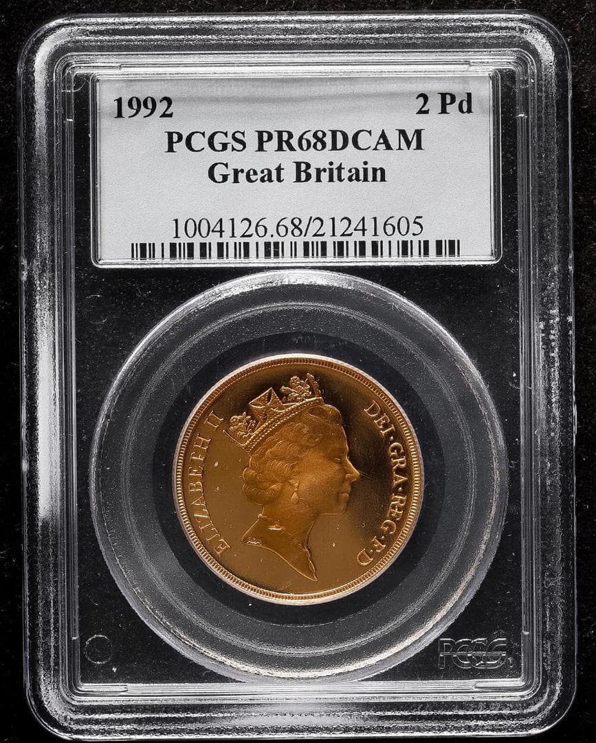 超希少　PCGS-PF　PR68 ミドルエリザベス 2ポンド 金貨 1992