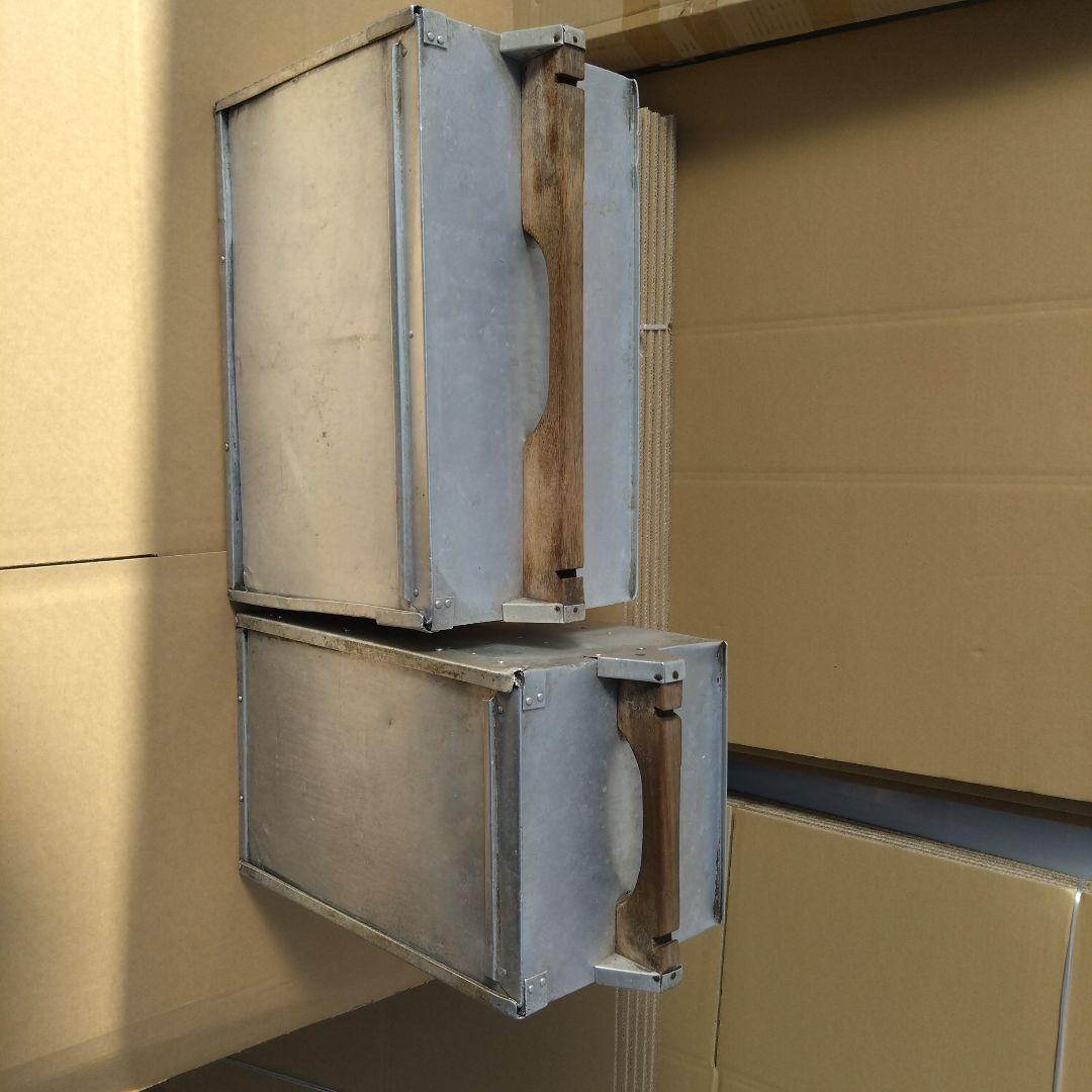 アルミ 出前箱 おかもち 2個セット インテリア 古小道具 昭和 レトロ 町中華