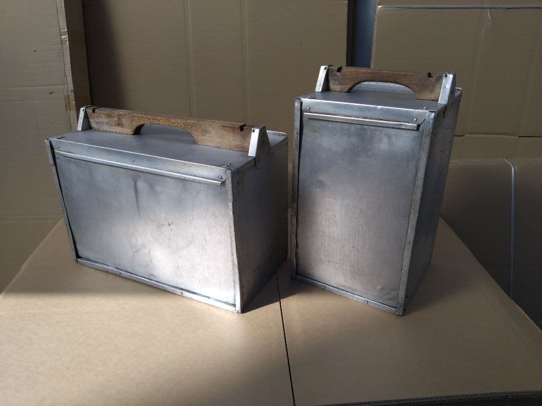 アルミ 出前箱 おかもち 2個セット インテリア 古小道具 昭和 レトロ 町中華