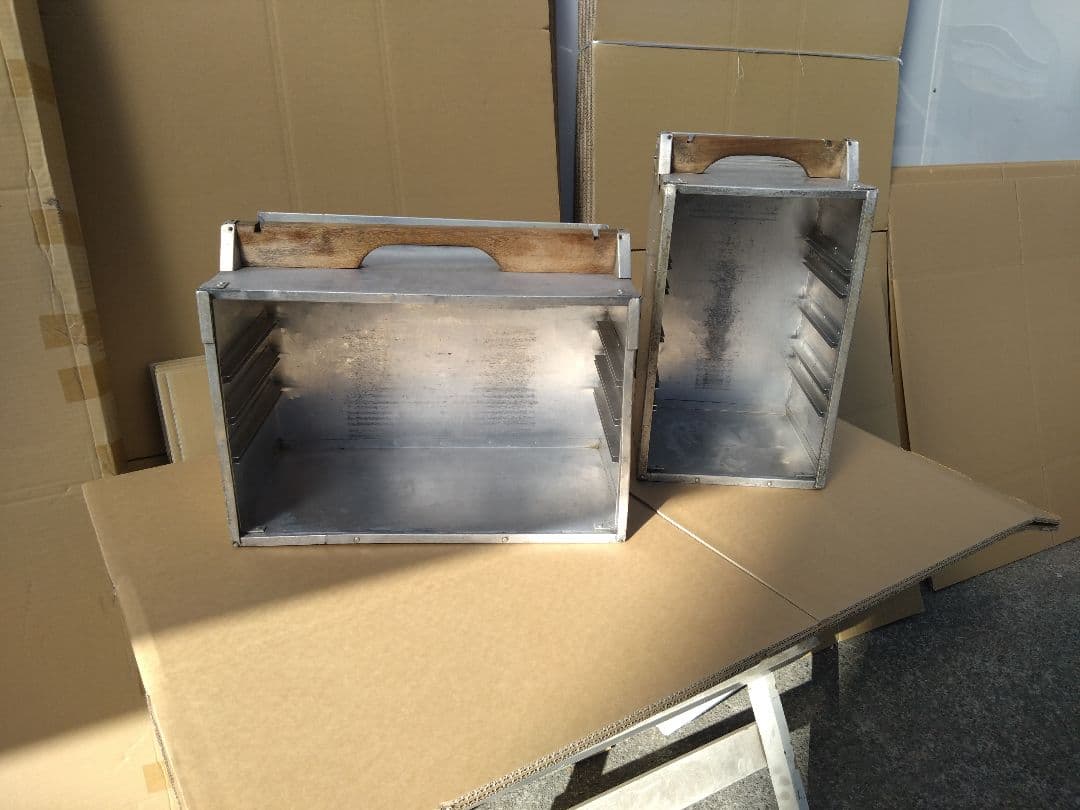 アルミ 出前箱 おかもち 2個セット インテリア 古小道具 昭和 レトロ 町中華