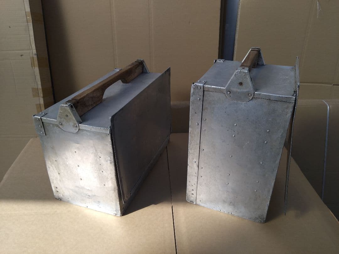 アルミ 出前箱 おかもち 2個セット インテリア 古小道具 昭和 レトロ 町中華