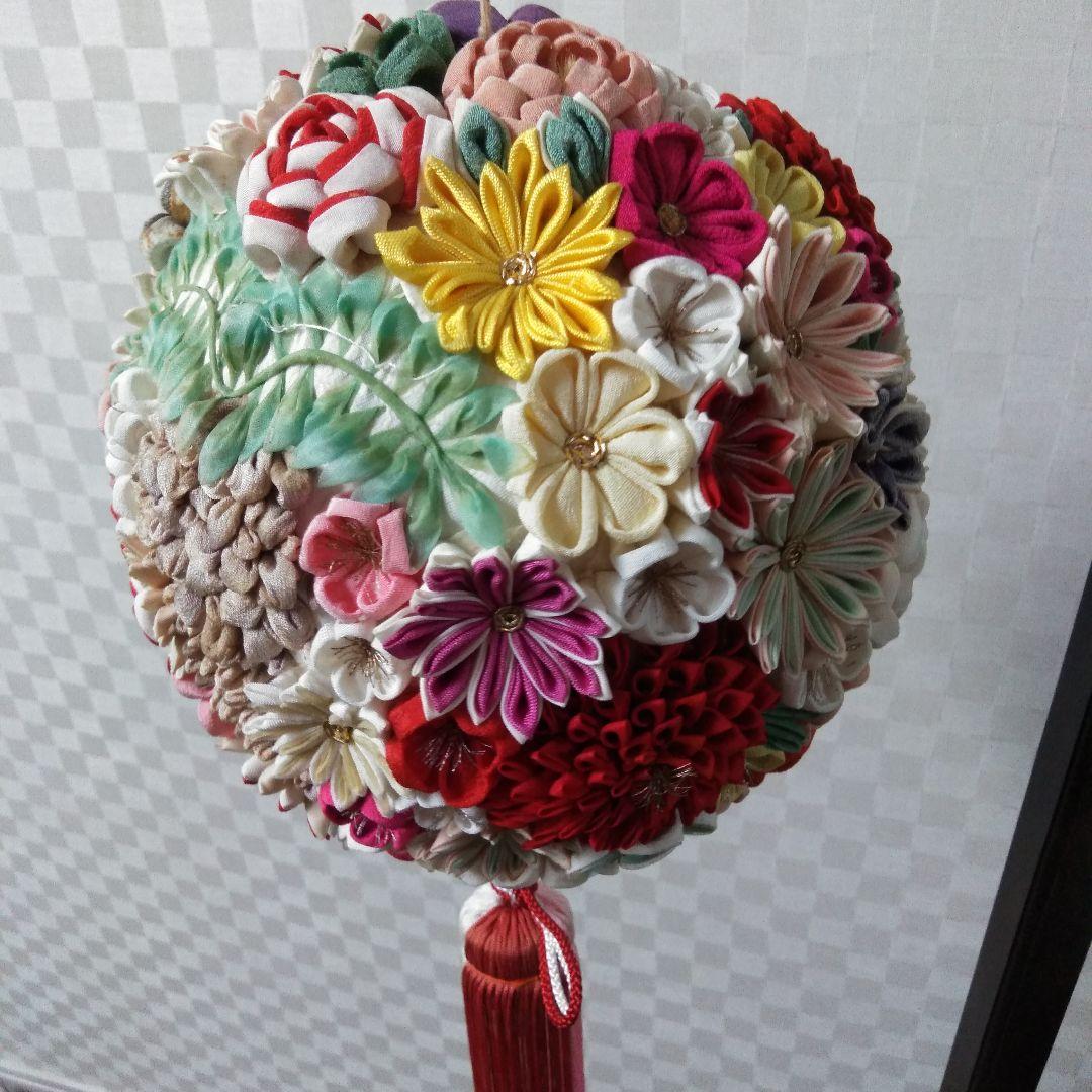 つまみ細工　吊りくす玉　てまり