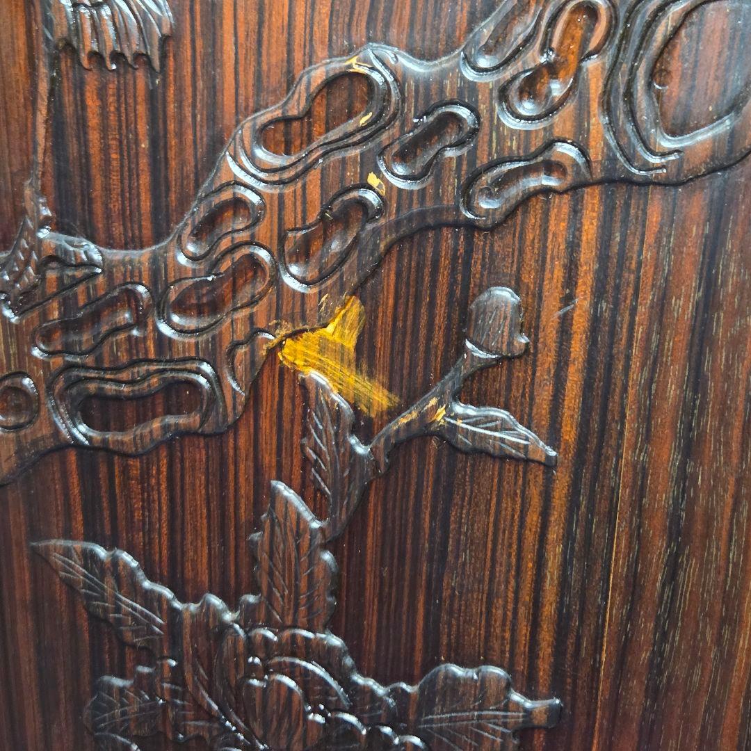 木製和風彫刻入り間仕切り