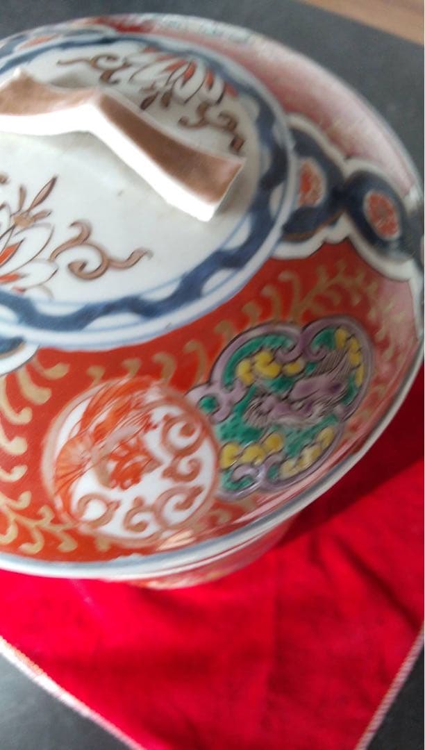 古伊万里　段重　古美術　色絵　金彩　江戸時代　龍　鳳凰　オブジェ