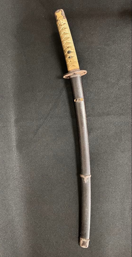 小太刀拵 刃渡約52.3cm 象嵌　亥目貫　鉄地鍔　竹光 古刀 時代物 古美術