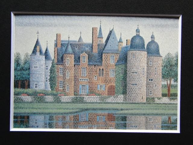 西村龍介、城、希少な画集より、新品高級額・額装付、状態良好