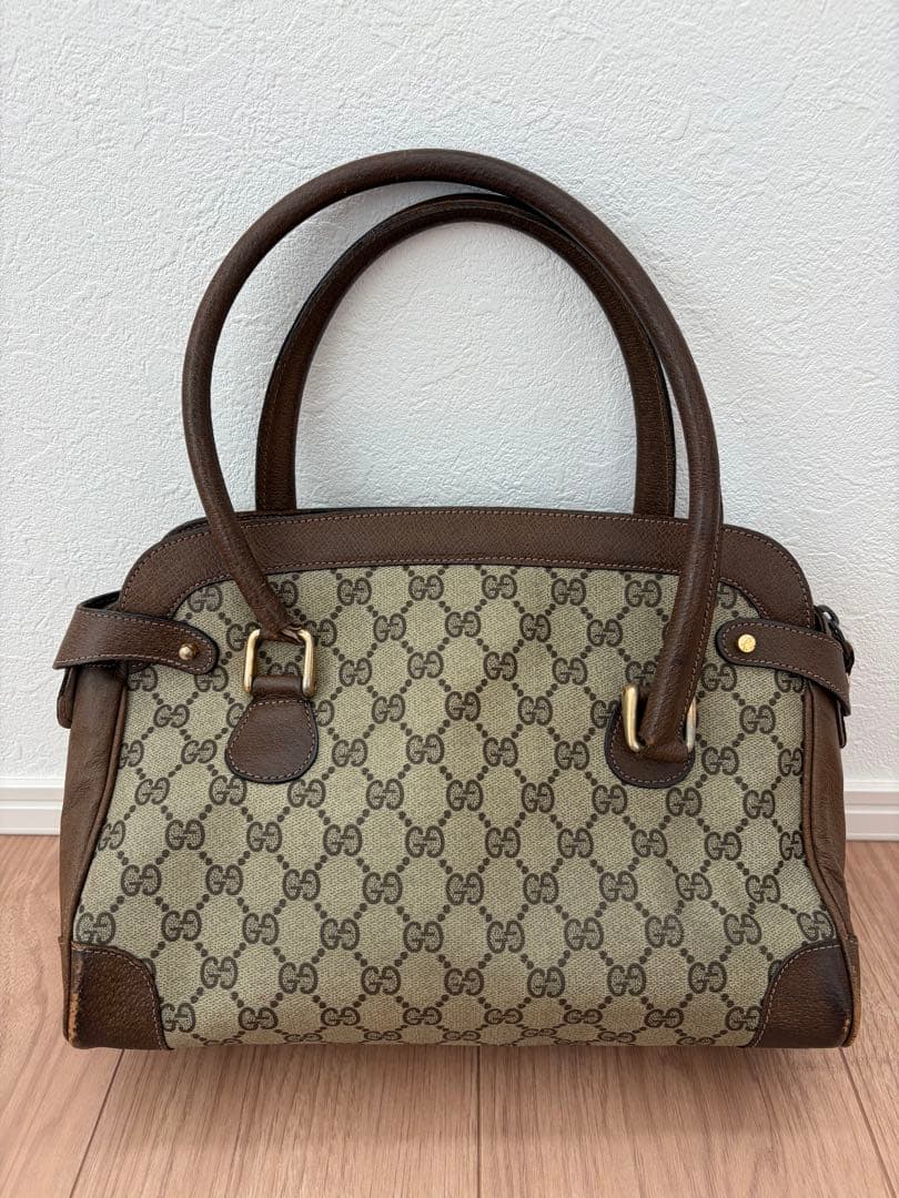 【希少デザイン】GUCCI オールドグッチ ハンドバッグ GGスプリーム 盾ロゴ
