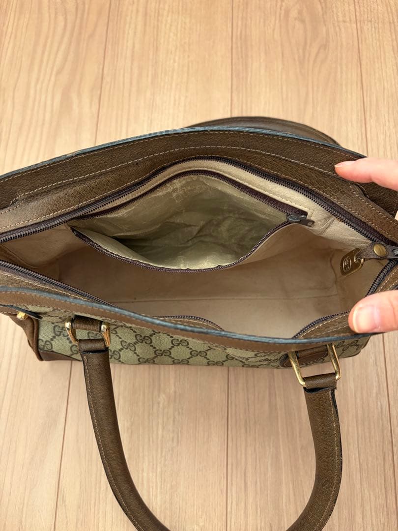 【希少デザイン】GUCCI オールドグッチ ハンドバッグ GGスプリーム 盾ロゴ